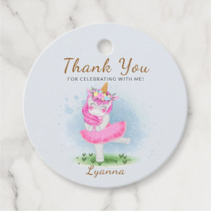 Para Lembrancinhas Pink Unicorn Ballerina Obrigado Por Etiquetas Favo