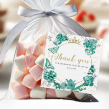 Quinceanera Favor Etiquetas Borboleta Emerald Gree