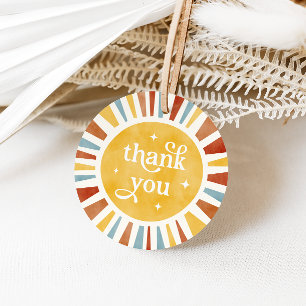 Para Lembrancinhas Retro Boho Sun Burst Obrigado Por Etiquetas Favorá