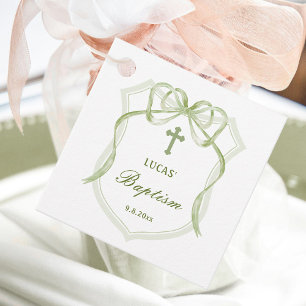 Para Lembrancinhas Sage Green Arco Crest Baptism Favorece Etiquetas
