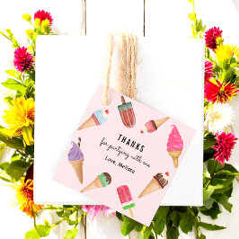 Para Lembrancinhas Sorvete Cor-De-Rosa Azul Verde Obrigado Etiquetas 