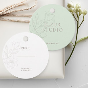 Para Lembrancinhas Verde mint  Etiquetas de Preço Floral Mínimo Chic