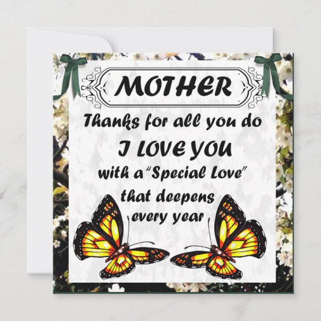 Para Mãe, Cartão de Agradecimento do Dia das Mães (Frente)