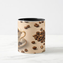 Para mim, grãos de café e xícara de espresso elega