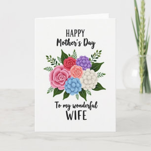 Para Minha Esposa Cartão de Buquê do Dia das Mães