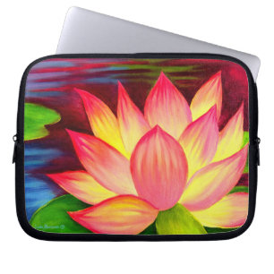 Para Notebook Arte da pintura da flor de Lotus do rosa da Capa