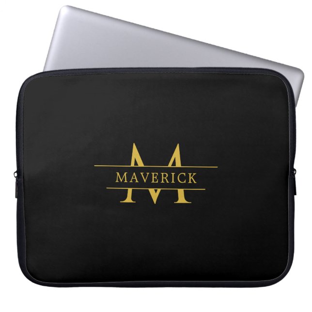 Para Notebook Capa de Laptop com Nome Único com Monograma Modern (Frente)