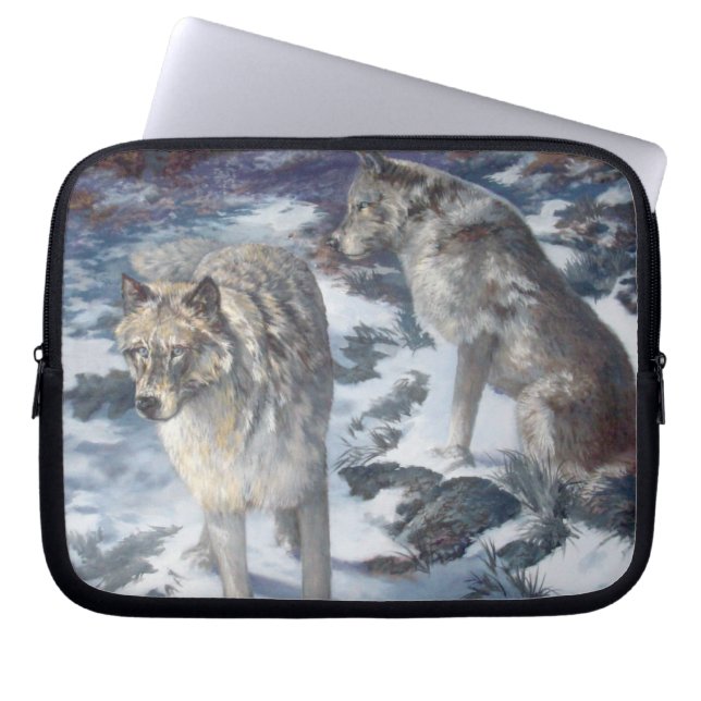 Para Notebook Capa de Laptop de Neoprene 10" Par de Lobos (Frente)