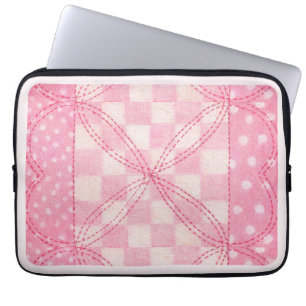 Para Notebook CAPA DE LAPTOP PINK HEART QUILT / Rosa