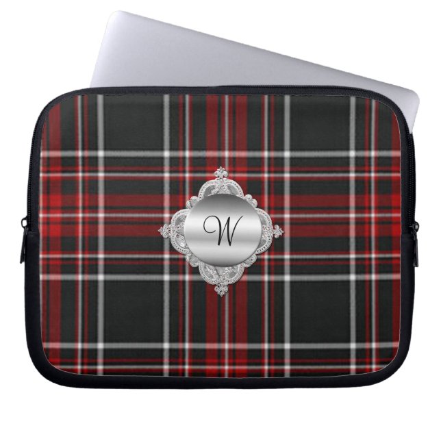 Para Notebook Capa de Laptop Xadrez Tartan Monograma (Frente)