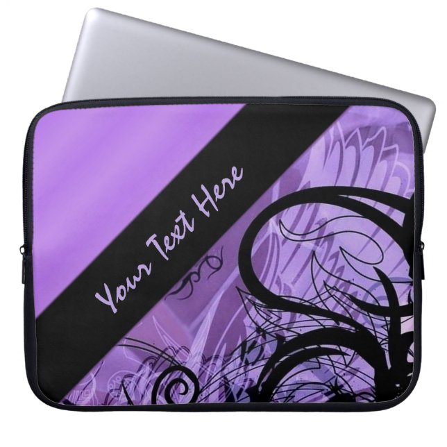 Para Notebook Capa de padrão roxo e preto personalizado (Frente)