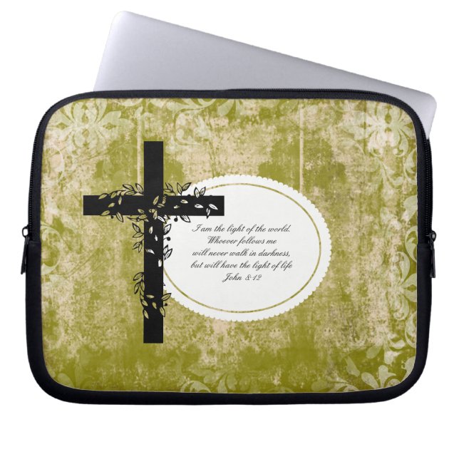 Para Notebook Capa de portadora do Laptop John 8:12 ou Netbook (Frente)