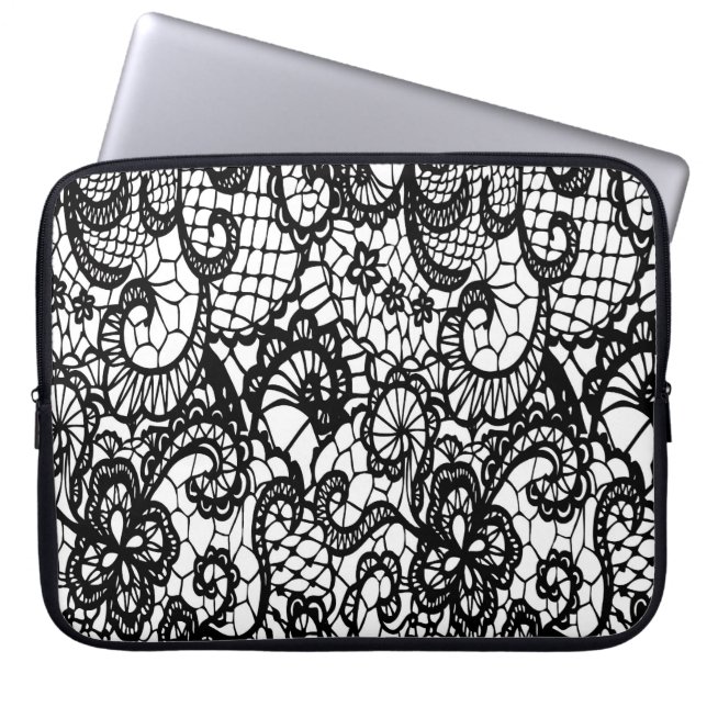Para Notebook Capa de telefone de rendas preto e branco (Frente)