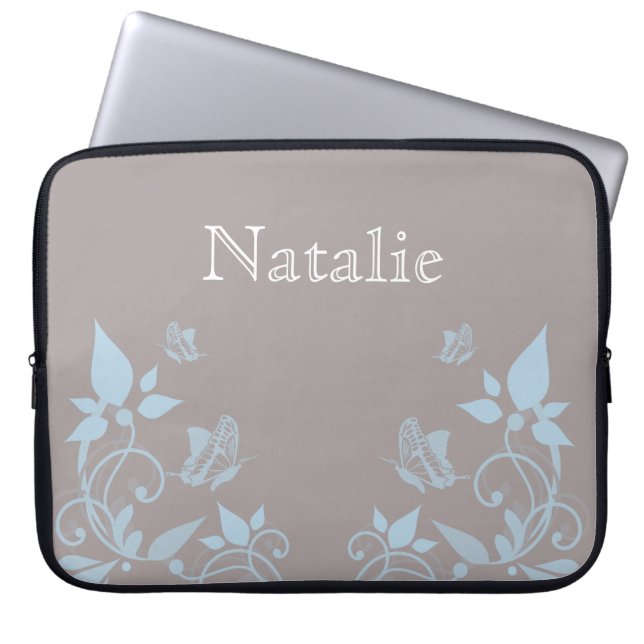 Para Notebook Capa Floral de Borboleta Azul (Frente)