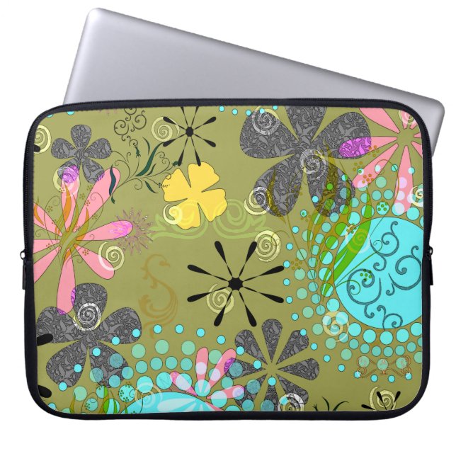 Para Notebook Capa floral retro do computador portátil (Frente)