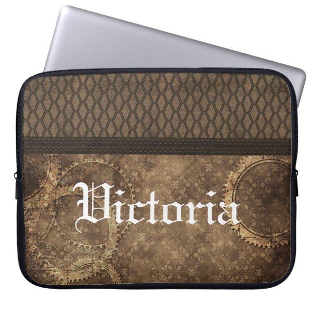 Para Notebook Capa Steampunk de Engrenagens Metálicas, Castanho (Frente)