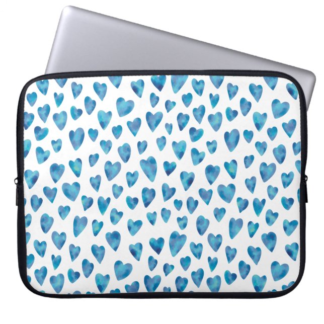 Para Notebook Capinha / capa de laptop em aquarela coração azul (Frente)
