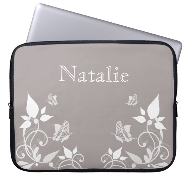 Para Notebook Eletrônicos Florais de Borboleta de Marfim Capa (Frente)