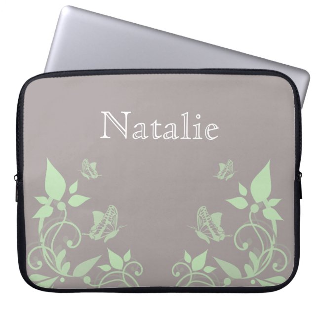 Para Notebook Eletrônicos Florais de Borboleta Verde Capa (Frente)