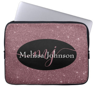 Para Notebook Letras elegantes em dourado-rosado em capa preta p