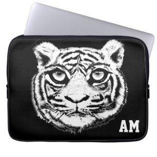 Para Notebook Rosto de tigre selvagem em capa de laptop monogram
