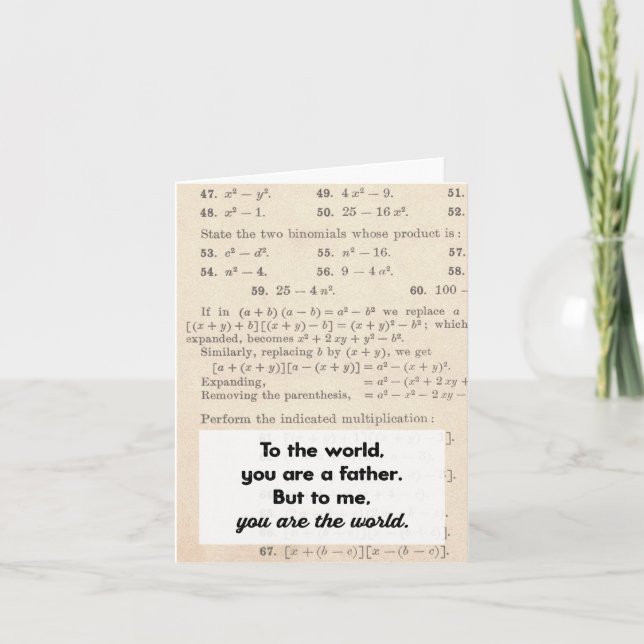 Para o mundo você é um cartão de saudação do pai (Frente)
