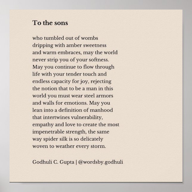 "Para os filhos" Poesia Impressão (Frente)