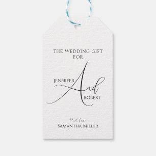 Para Presente A Etiqueta de Casamento Personalizada Branco Preto