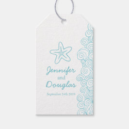 Para Presente Aqua Blue Starfish - etiqueta de casamento