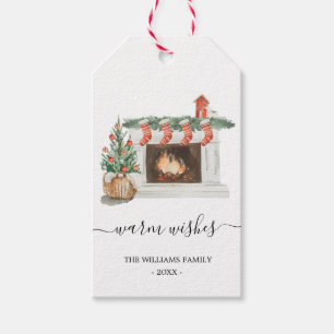 Para Presente Aquarela aquarela desejos lareira etiqueta de Nata