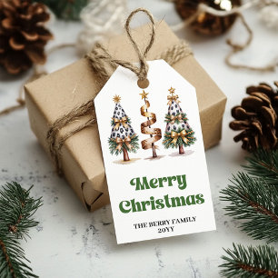 Para Presente Árvores de natal elegantes minimalistas etiqueta d