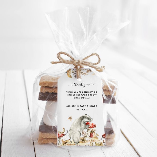 Para Presente Autumn Woodland | Chá de fraldas Obrigado Etiqueta (Criador carregado)