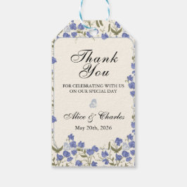 Para Presente Azul Floral de Ervilha Doce e Etiqueta de Favor de