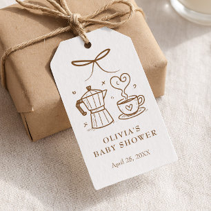 Para Presente Bebê está criando a etiqueta de favor do café