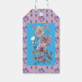 Para Presente Blue Budget Watercolor floral Damas - Etiqueta de