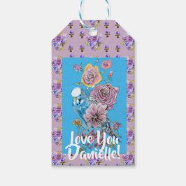 Para Presente Blue Budget Watercolor floral Damas - Etiqueta de 