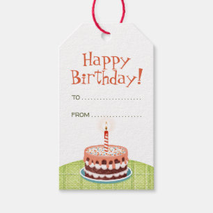 Para Presente Bolo de Aniversário, vela e balões Etiqueta de Pre