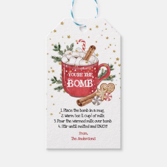 Para Presente Bomba de cacau quente Natal Etiqueta de chocolate  (Frente)