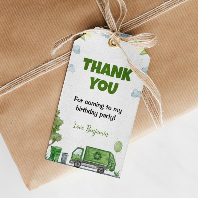 Para Presente Caminhão de lixo Aniversário Obrigado Etiqueta (Criador carregado)