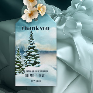 Para Presente Casamento no inverno De Aquarela Obrigado Etiqueta