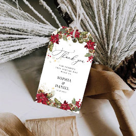 Para Presente Casamento Rustic Pine Poinsettia Obrigado Etiqueta