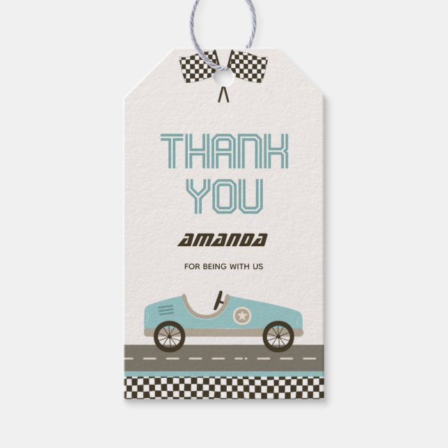 Para Presente Chá de fraldas Rápido De Carro Obrigado Etiqueta (Frente)