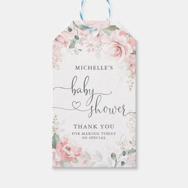 Para Presente Chá de fraldas Rosa De Jardim Obrigado Etiqueta (Frente)