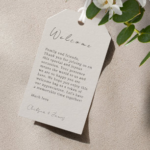 Para Presente Cinza   Etiqueta de boas-vindas de casamento do Sc