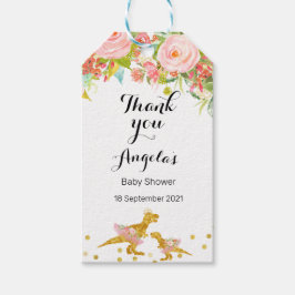 Para Presente Dino Moderno Rosa e Dourado, obrigado, etiqueta