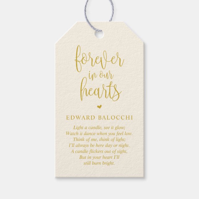 Para Presente Dourada amarela, Vela Memorial, Etiqueta de Serviç (Frente)