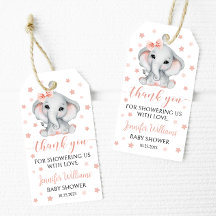 Elefante rosa obrigado chá  você etiqueta