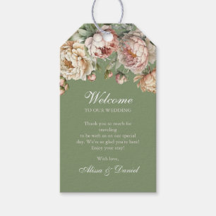 Para Presente Elegante Etiqueta de Favor de Casamento Rosa Bege