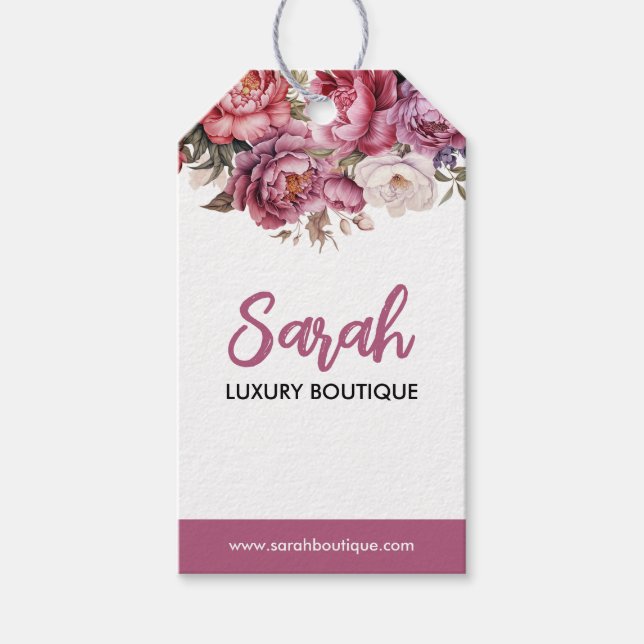 Para Presente Elegante Etiqueta Empresarial Floral Bege e Marrom (Frente)