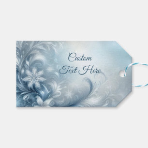 Para Presente Elegante etiqueta pessoal Floral Frost Azul Gelo